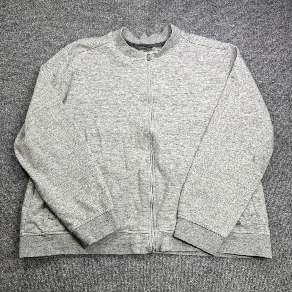 LL Bean Full Zip Sweatshirt Mens‎ XXL Gray Bomber Style Jacket